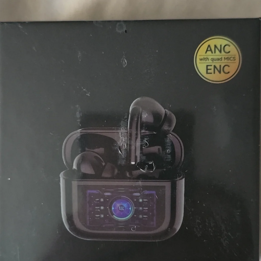 White Wireless Earbuds with LED Display